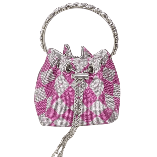 Pink diamond Eeva mini crystal pouch bag