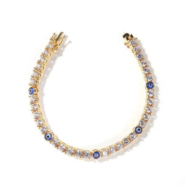 Gold Nazar Tennis Bracelet