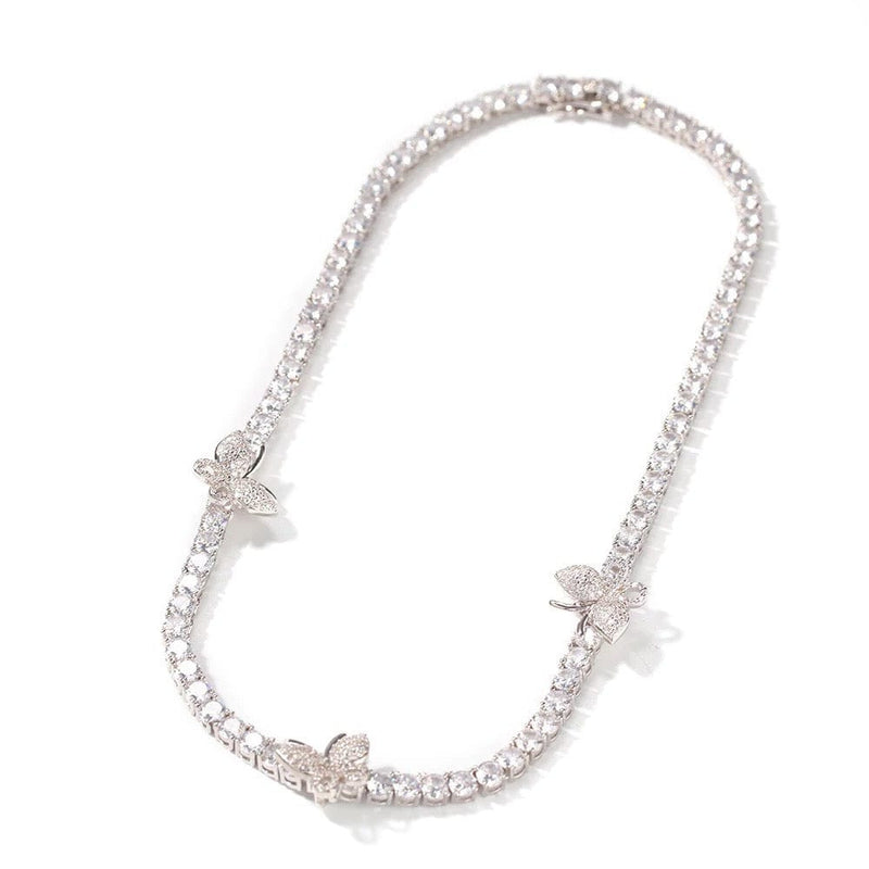 Butterfly Tennis Necklace Silver