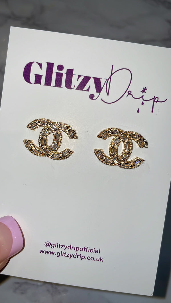 Cielle Gold Crystal C Studs