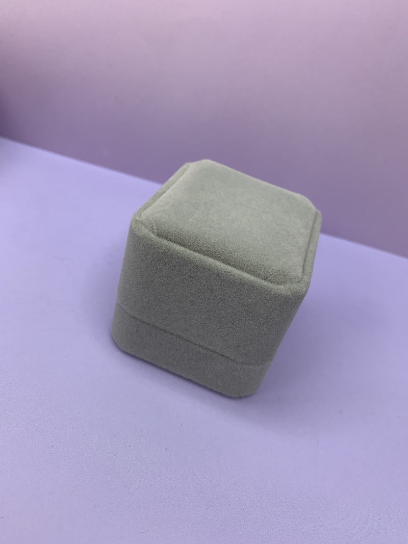 Grey Plush Velvet Ring Box
