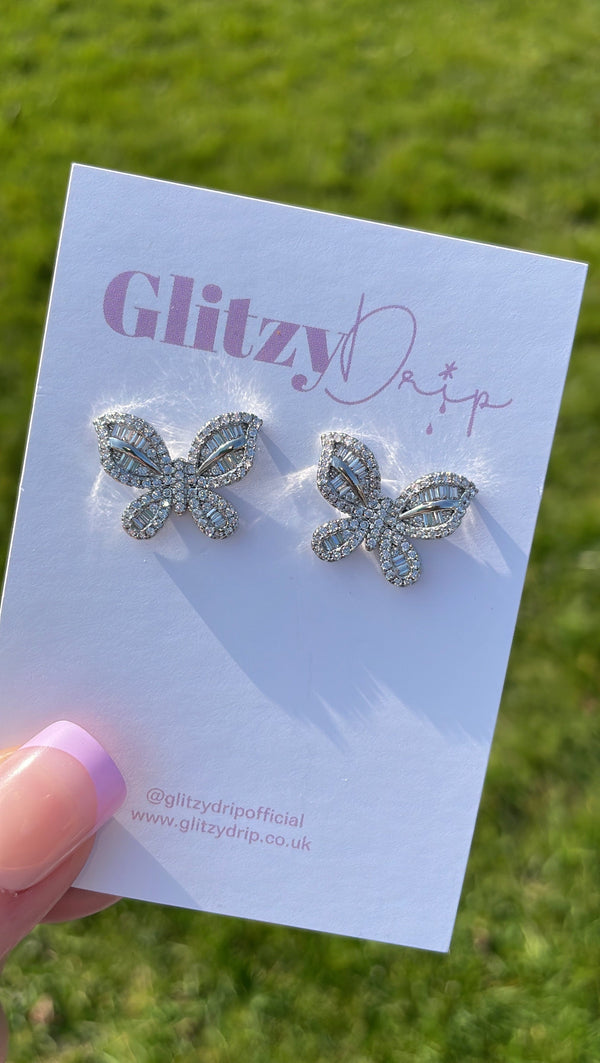 Silver Filigree Butterfly Stud Earrings - thbaker.co.uk